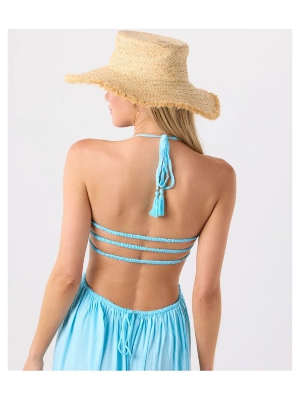 Tiare Hawaii Naia Maxi Dress Women’s O/S Peach Blue Ombre Smocked Boho Beachy - Picture 2 of 16